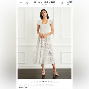 Hill House Home Ellie Nap Dress in White Lace- Women’s Size Small